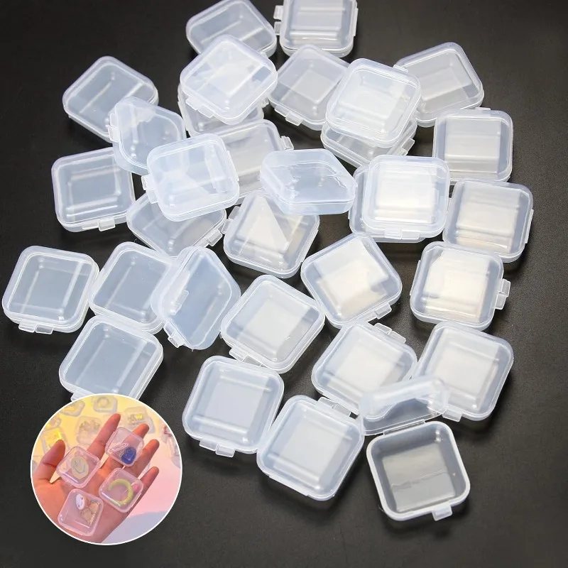 

500 Pcs Clear Small Plastic Storage Containers Anti Oxidation Transparent Jewelry Storage Holder for Small Item Craft Beads Case