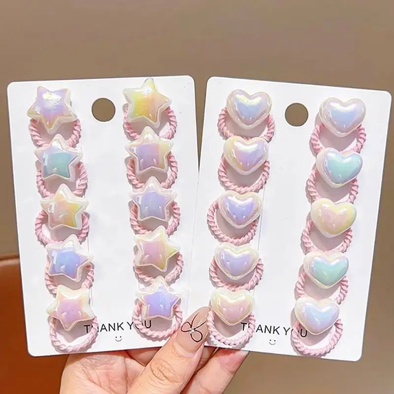 10 Stück Niedliche Haarbänder für Babymädchen mit Cartoon-Herz- und Sternmotiven, Elastische Haargummis für Kleinkinder, Kinder-Haarbänder, Kopfbedeckung, Neu – Detail 11