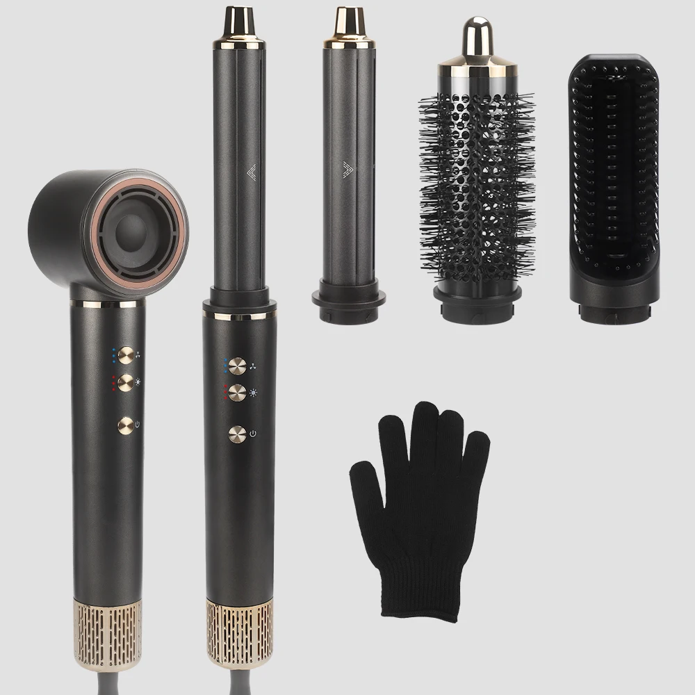 

2025 Новый продукт Многофункциональный высокоскоростной фен 1300 Вт Профессиональный салон 5 в 1 Фен с горячим воздухом Прямая расческа для завивки волос