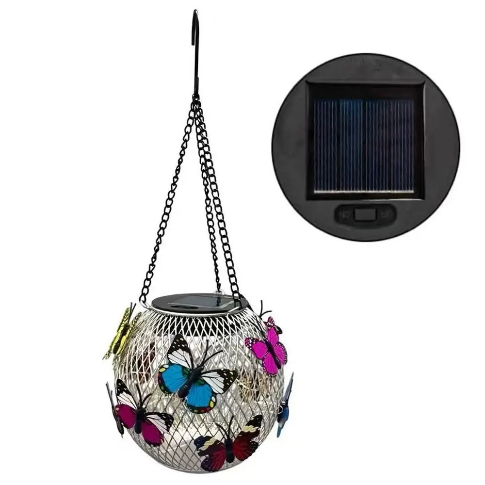 Waterproof Solar Butterfly Hanging Light Retro with Hook Wireless Outdoor Lights Multifunctional Rechargeable