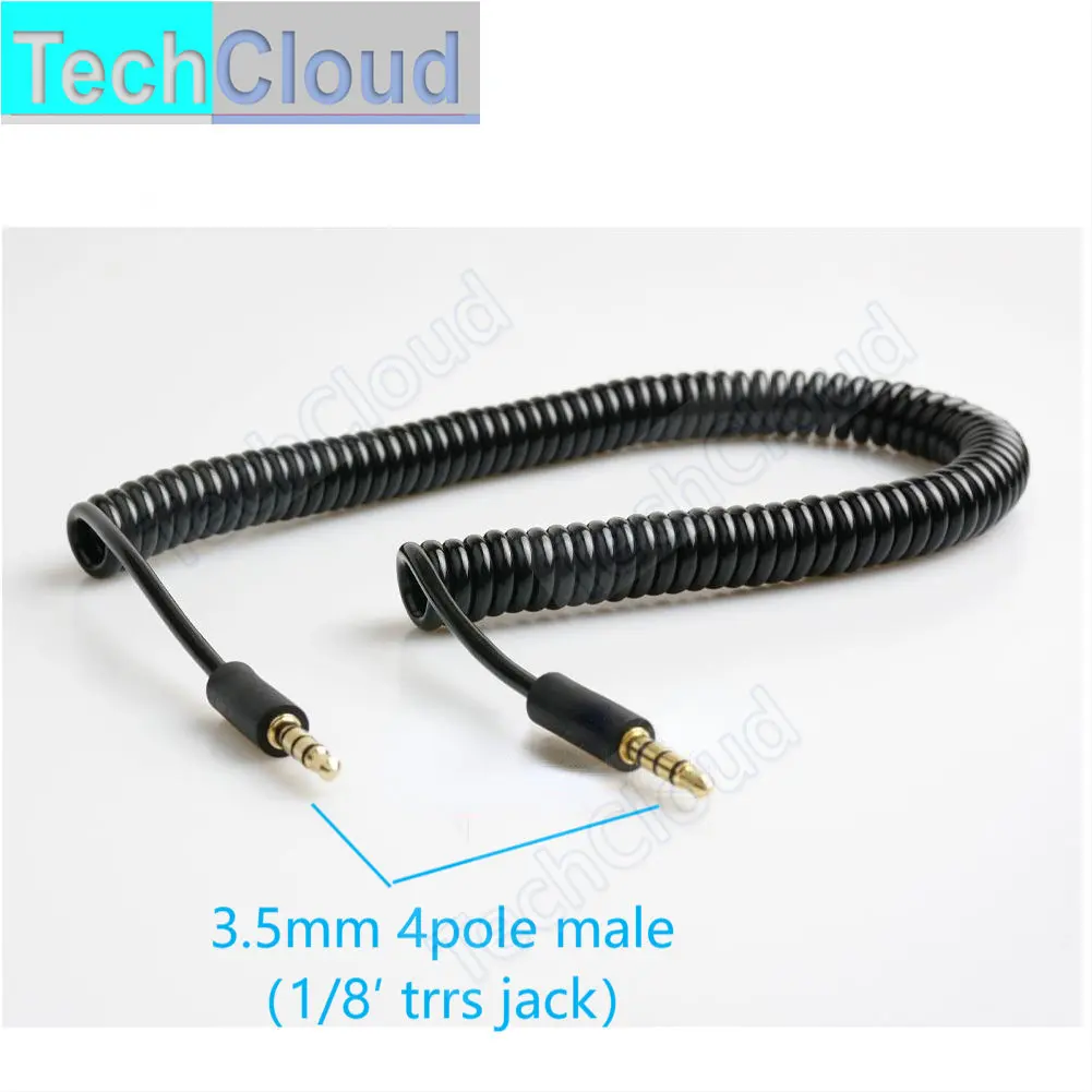 3.5mm kabel spiralny sprężynowe złącza TRRS, moce do klawiatury typu Micro-miki Audio typu Corne 1/8 \'\'4-biegunowe przewód Audio