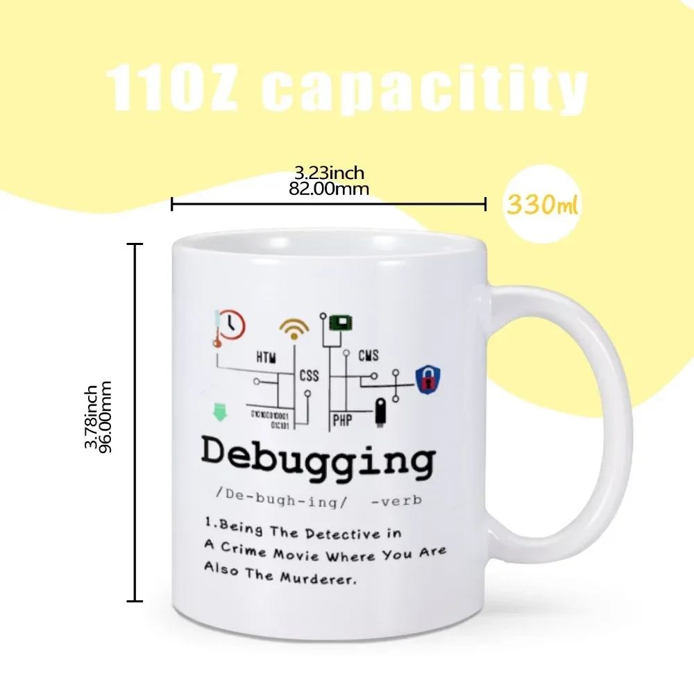 Debugging Definition Mug Computer Programmer Tea Cup Coffee Mug Perfect Gift Coding Programming IT 11 oz Ceramics Home Drinkware