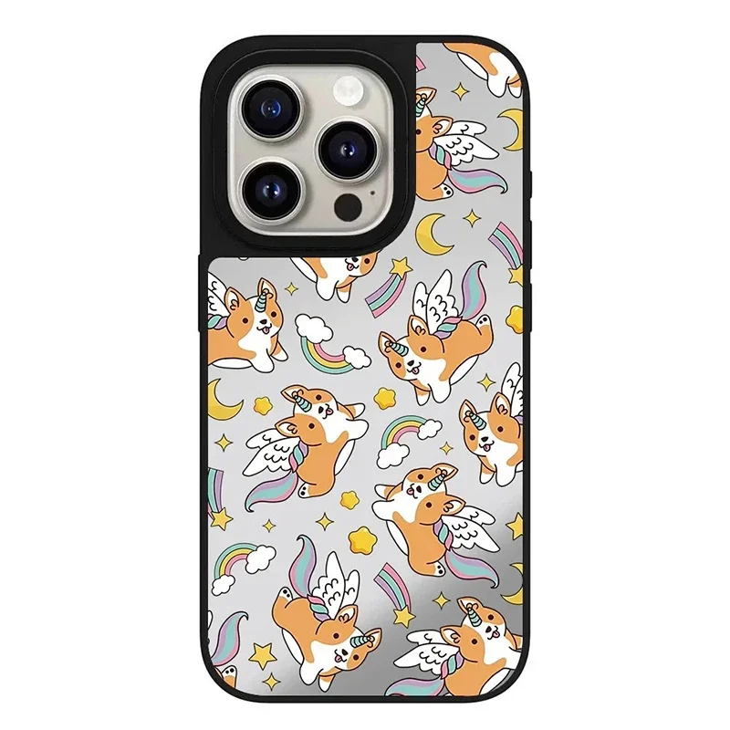 Cute Animals Ice Cream Mirror Magnetic Phone Case Cover for IPhone 11 12 13 14 15 16 Pro Max Case