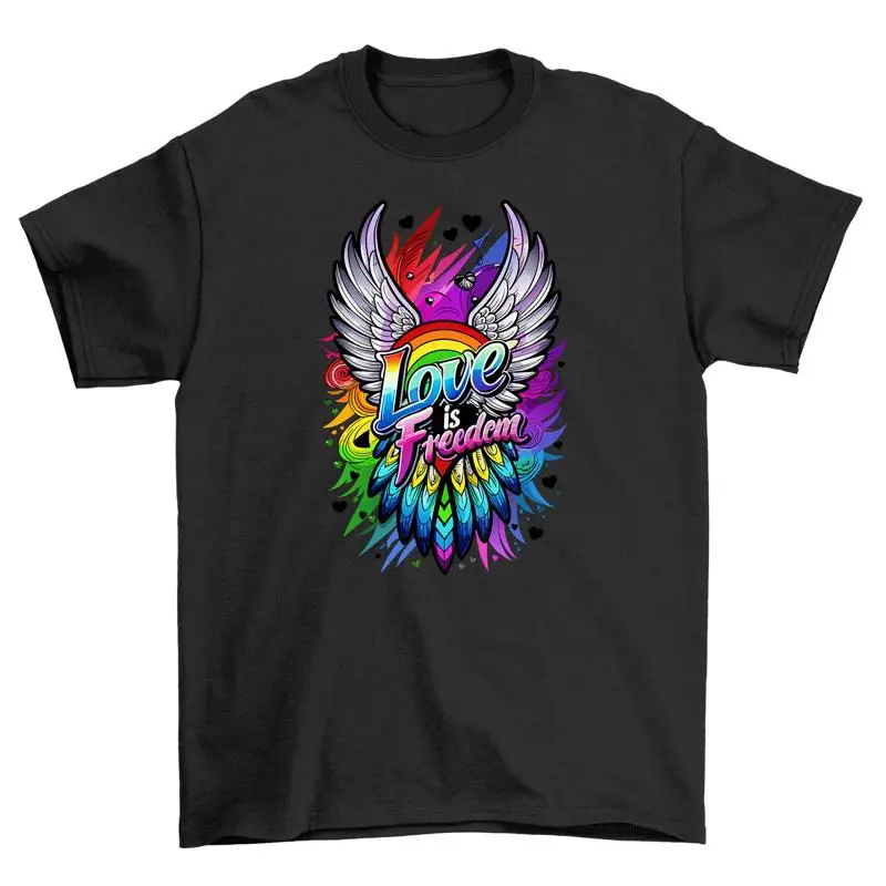 Pride_52 Love Wings Funny t shirt Fly High with Colorful design Unise