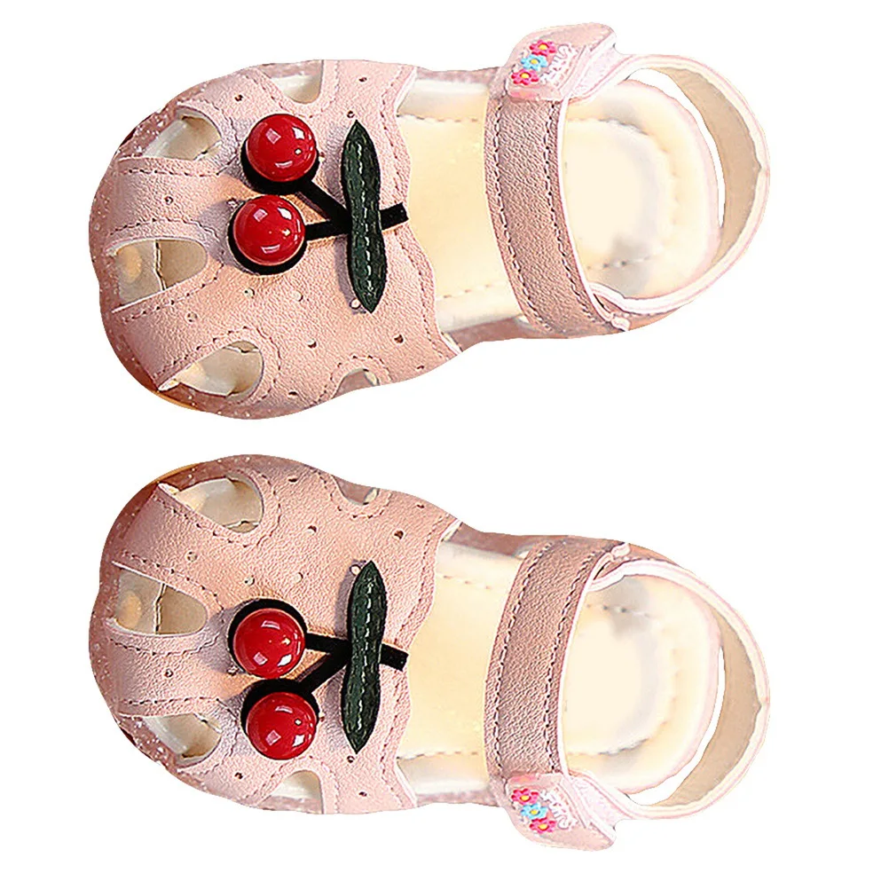 

1 пара детских летних сандалий с мультяшным вишневым узором, дышащая мягкая подошва, здоровый рост, розовые, 17 13 см, 6Us, 5Uk, 22Eu, 5,109 дюйма