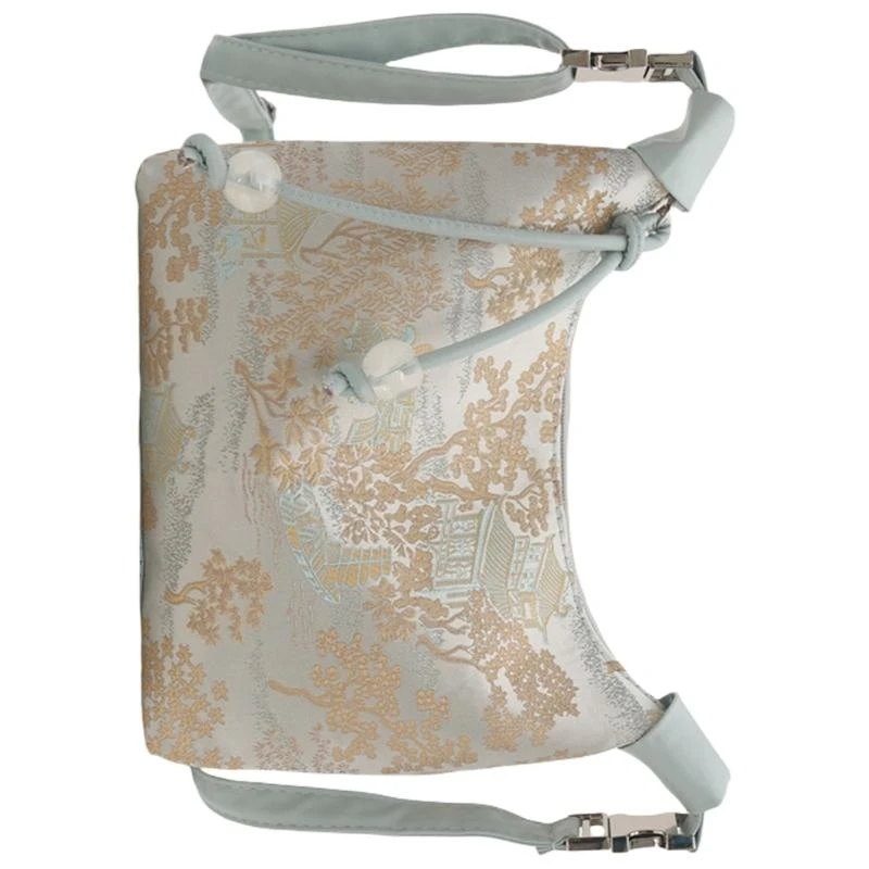 

G5AE Fashion Weaving Fabric Shoulder Bag Elegant Crossbody Purse Chinese Handbag
