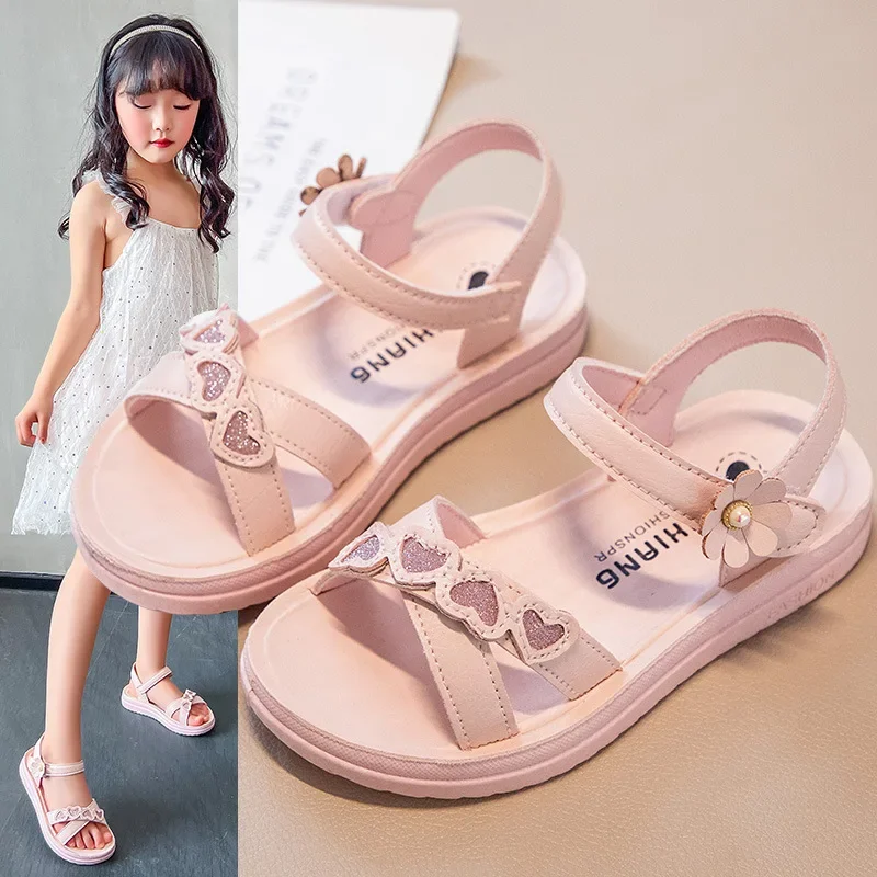 Filles sandales enfants chaussures été fleur sandales mode petites filles semelle souple bébé fille Robe et pantoufles taille populaire 26-37