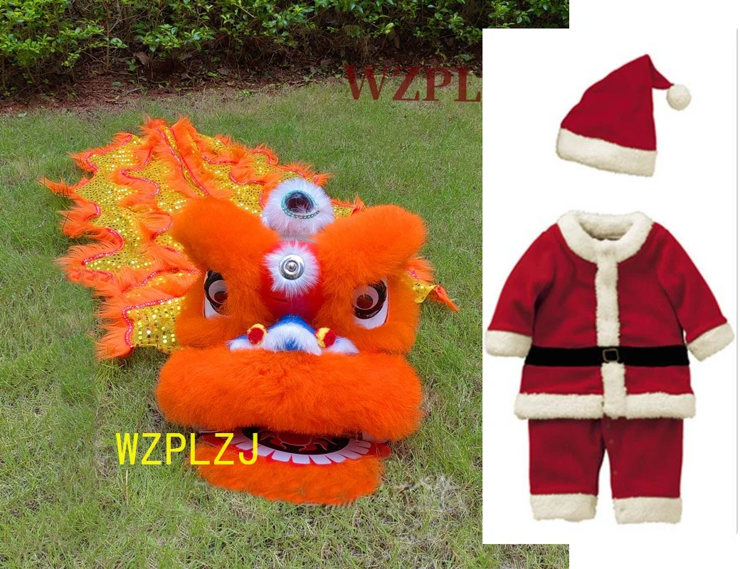 Christmas Upmarket 12 inch 2-5 Age Lion Dance with Drum Costume Festival Performance Gift Props Tradition Party Carnival Stage