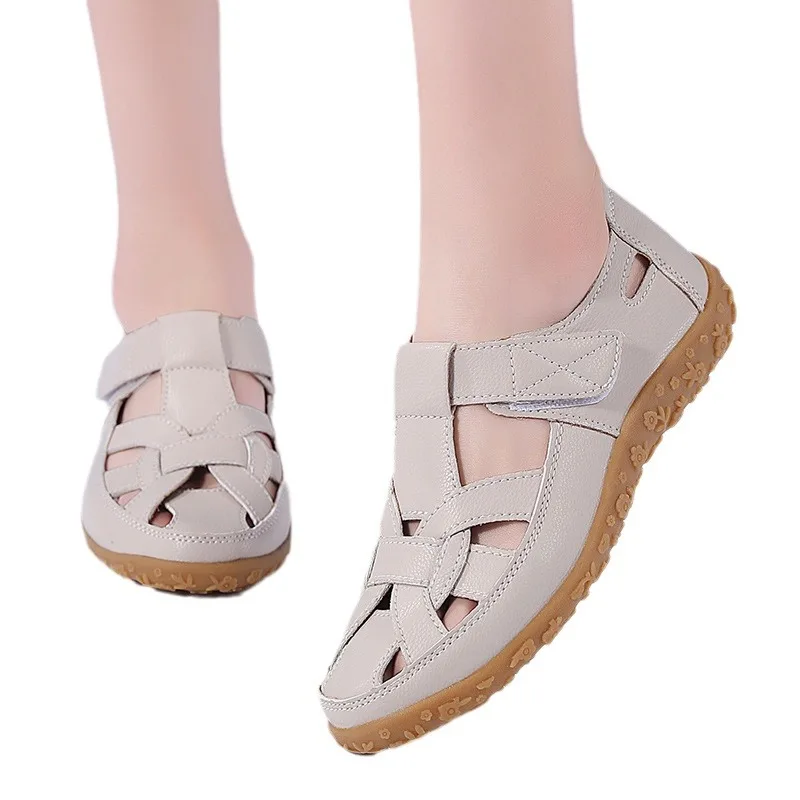 Lady Non-Slip Water Garden Shoe Everyday Casual Shoe Summer Women Hollow-Out Flat Sandals Adult Stitched Soft-Soled Beach Shoes