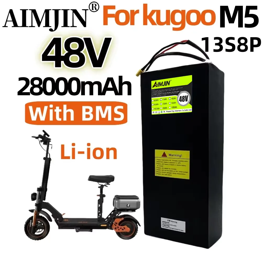 48V 28Ah For Kugoo M5 Electric Scooter Battery, 13S8P 18650 Lithium Battery Pack with Built-in BMS & High Power Output