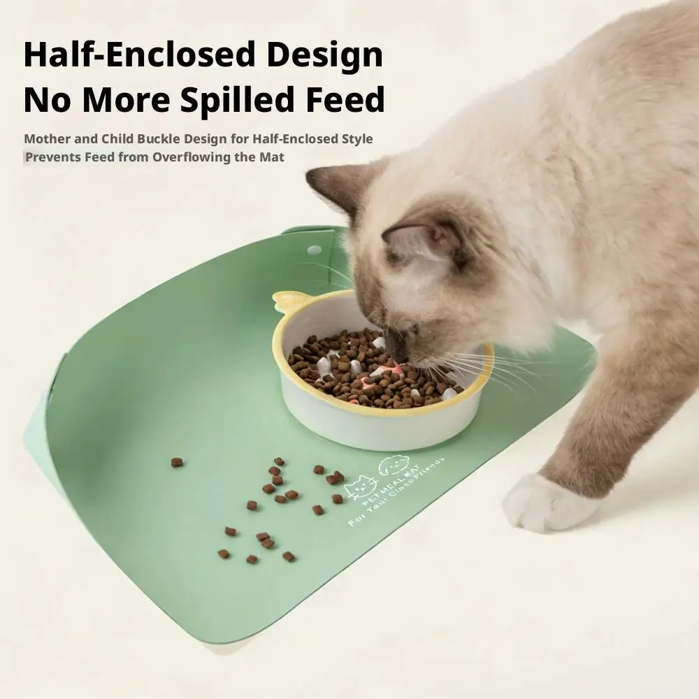 Pet Placemat Nonspill Easy to Clean Foldable Cat Dog Feeding Mat leather Non-slip Waterproof Pet Mat Heightened half enclosure