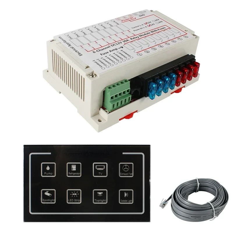 12/24V Caravan Bluetooth Touch Control Panel  Motorhome RV Modified 8-way Switch Control Panel Display Car Insurance Control