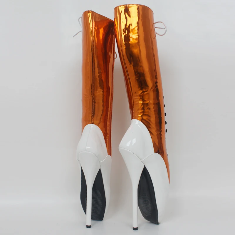 Extreme 18CM Heels Fetish Goth Ballet Knee High Boots Size36-46