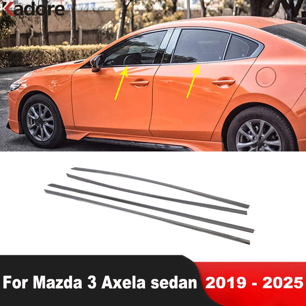 

For Mazda 3 Axela 2019-2022 2023 2024 2025 Sedan Steel Bottom Window Frame Sill Cover Trim Molding Garnish Strip Car Accessories