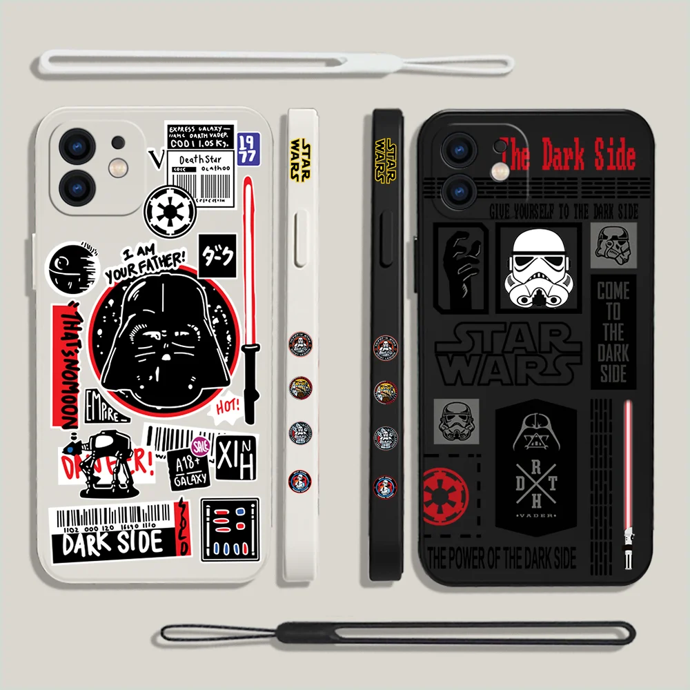 Stars W-Wars Stormtrooper Phone Case For iPhone 15 14 13 12 11 Pro Max Mini X XR XS MAX SE20 8 7 Plus Silicone with Hand Strap