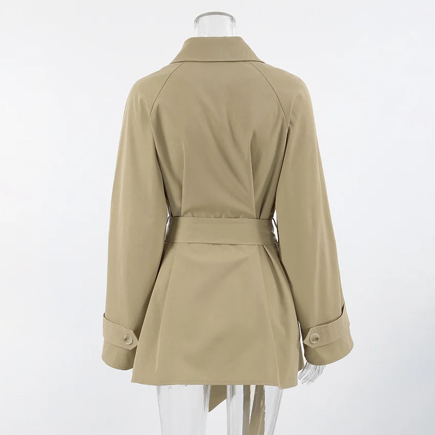 NOWY 2026 Modny płaszcz trenczowy damski sznurowany, dwurzędowa kurtka wiatrówka, odzież wierzchnia na przejściowy sezon, jesienna odzież uliczna