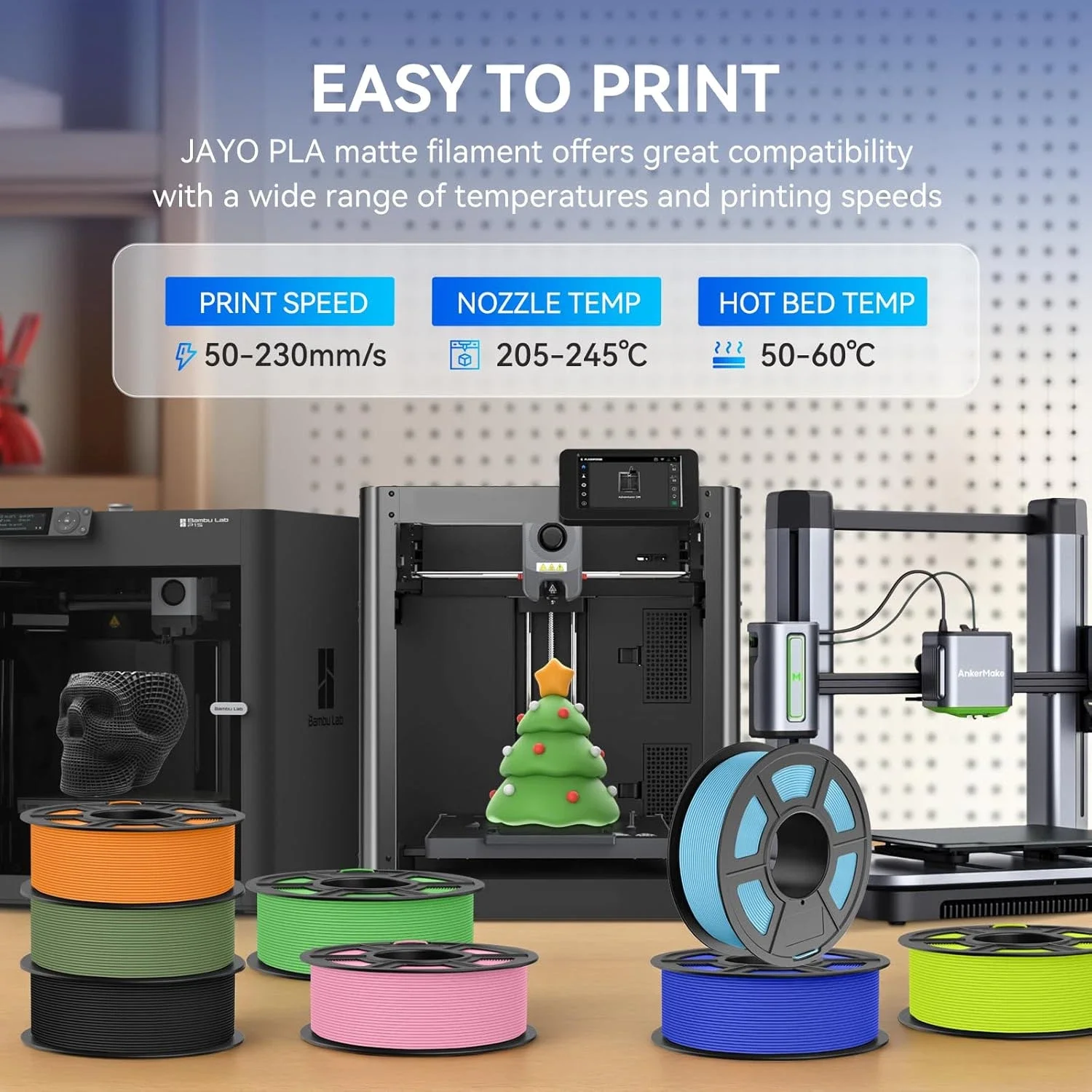 JAYO 20 rolek filamentu 3D PLA matowego do drukarek, 1.75mm, czysto zawiązany filament PLA z matowym wykończeniem, do drukowania w 99% zgodny z drukarkami 3D FDM — zdjęcie produktu 6