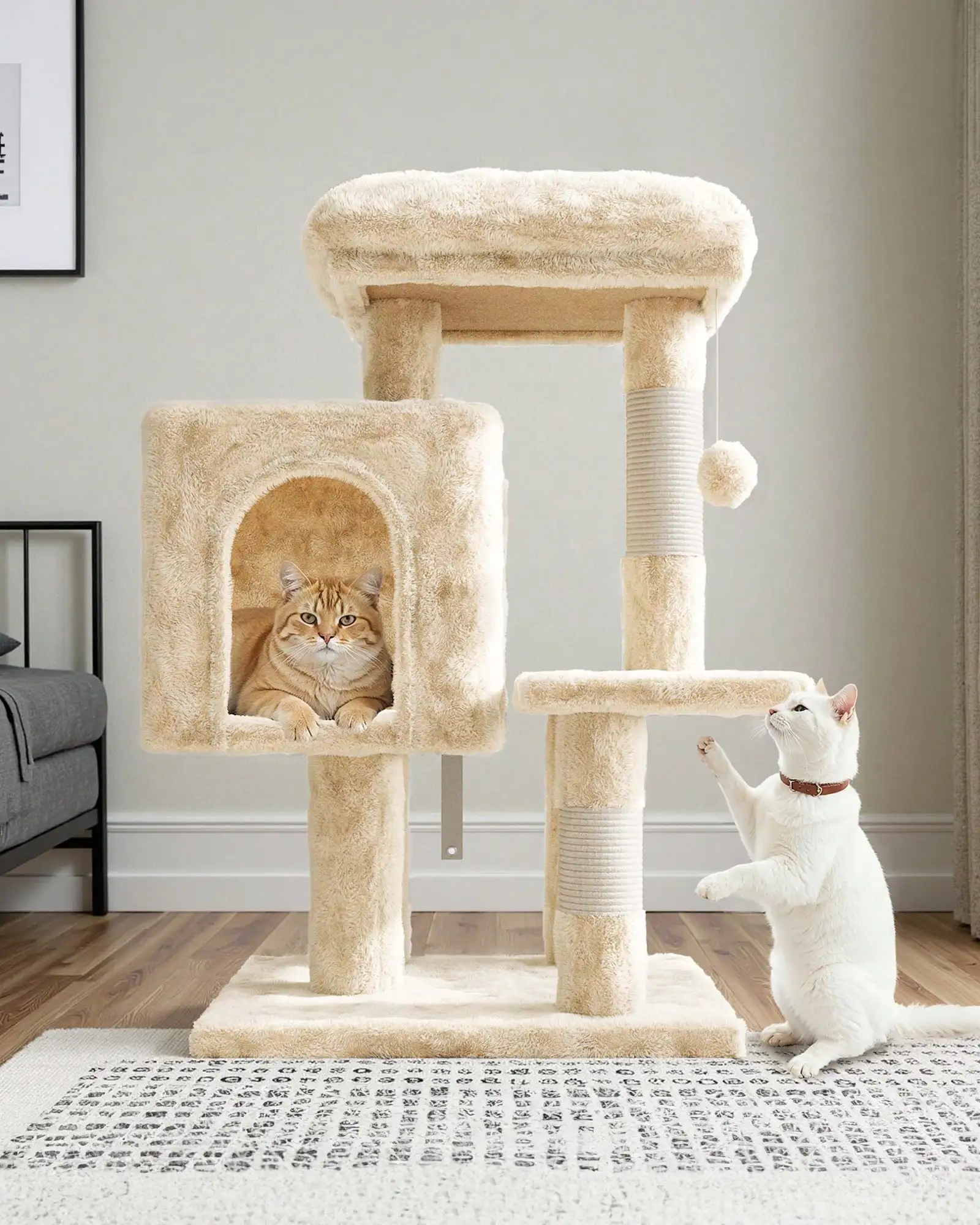 

HOOMIC 29-дюймовая многоуровневая лежанка-когтеточка для кошек/домик-когтеточка для кошек/сизалевые когтеточки/мягкие плюшевые подстилки для котят/для домашних животных