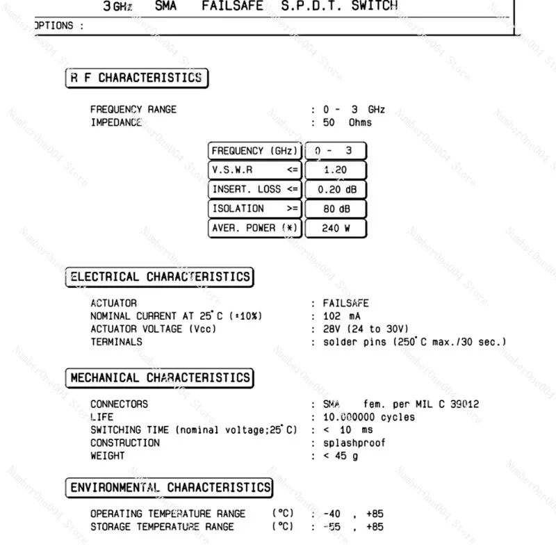 Applicable to Rf coaxial microwave single-pole double-throw switch