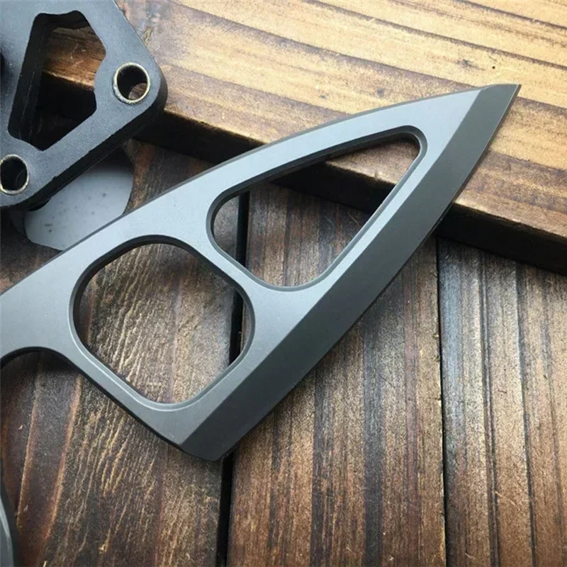 Coltello a lama fissa Mini coltello da collo in acciaio inossidabile 440C Ossido di titanio Coltelli da sopravvivenza all'aperto Coltello da tasca Strumento da caccia da campeggio