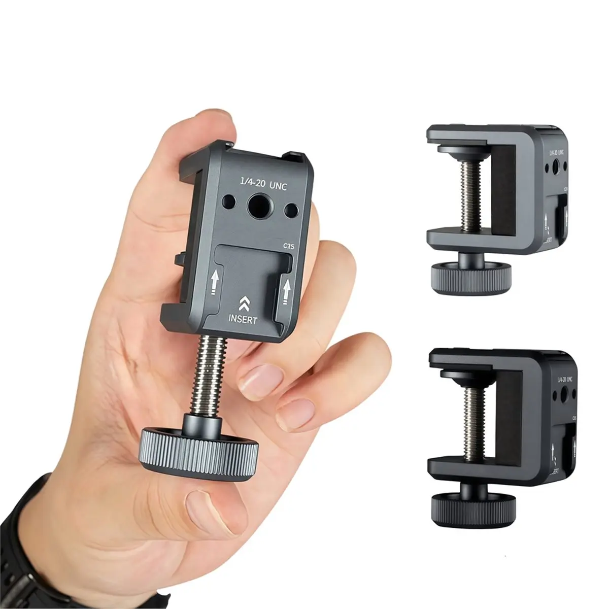 DT75BG New Photography C Clamp, Adjustable Clamp for Desktop Mount Holder Camera Hot Shoe with 1/4