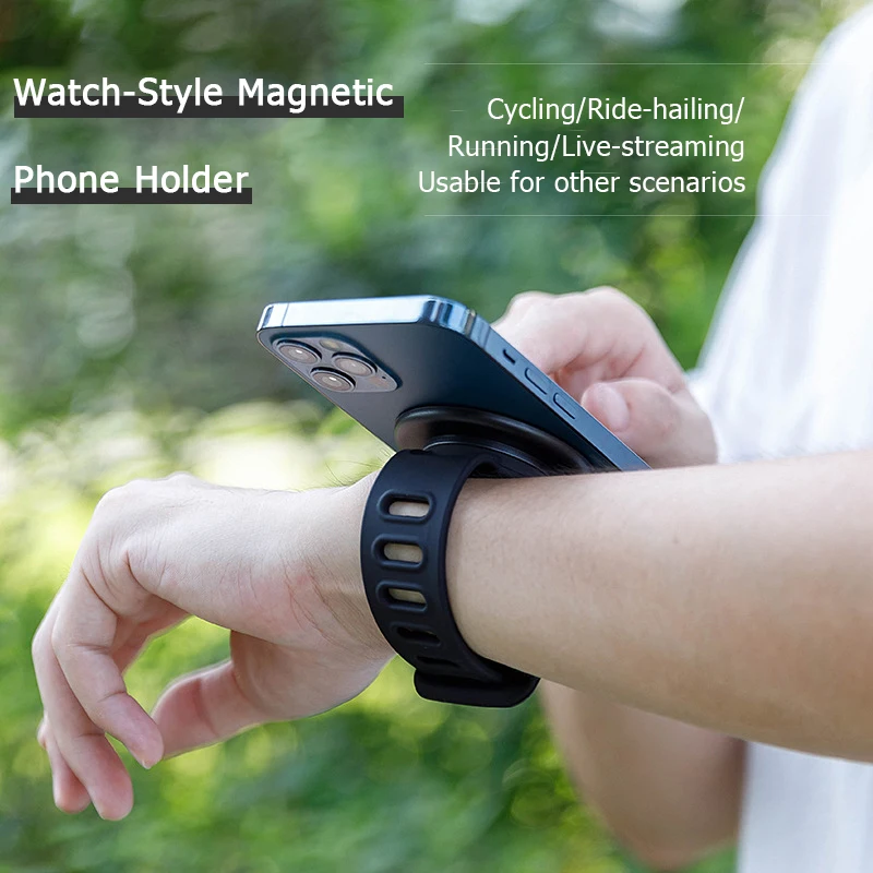 Magsafe Magnetic Mount - สายรัดข้อมือสําหรับขี่จักรยานกลางแจ้ง, ขายึดแขนขี้เกียจแบบพกพาสําหรับฟิตเนสที่วางโทรศัพท์แม่เหล็ก