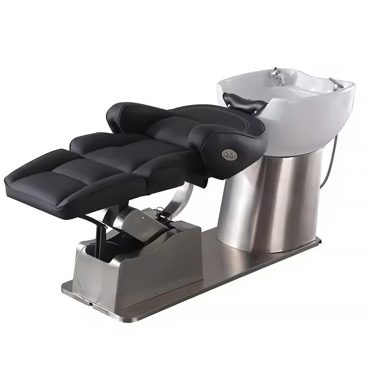 Modern Stainless Steel Base Hair Salon Fiber Shampoo Chair Electric Lift Rotating Shampoo Bowl and Chair Hair Salon Furniture