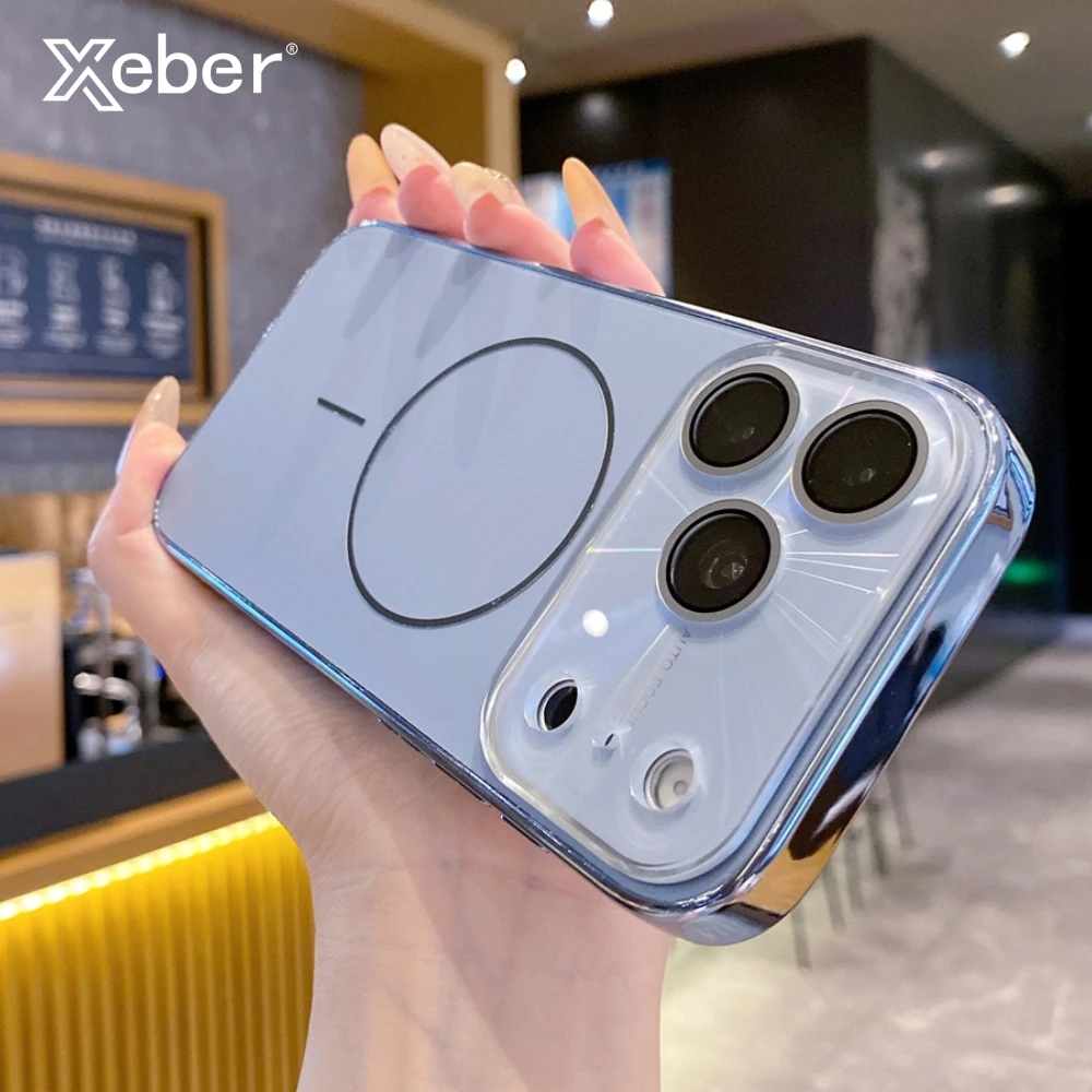 Luxuriöse Laser-Kamera für Magsafe-Hülle für iPhone 18 17 16 15 14 Pro Max, großes Fenster, matt, magnetisch, kabellose Ladefunktion, Handyhülle