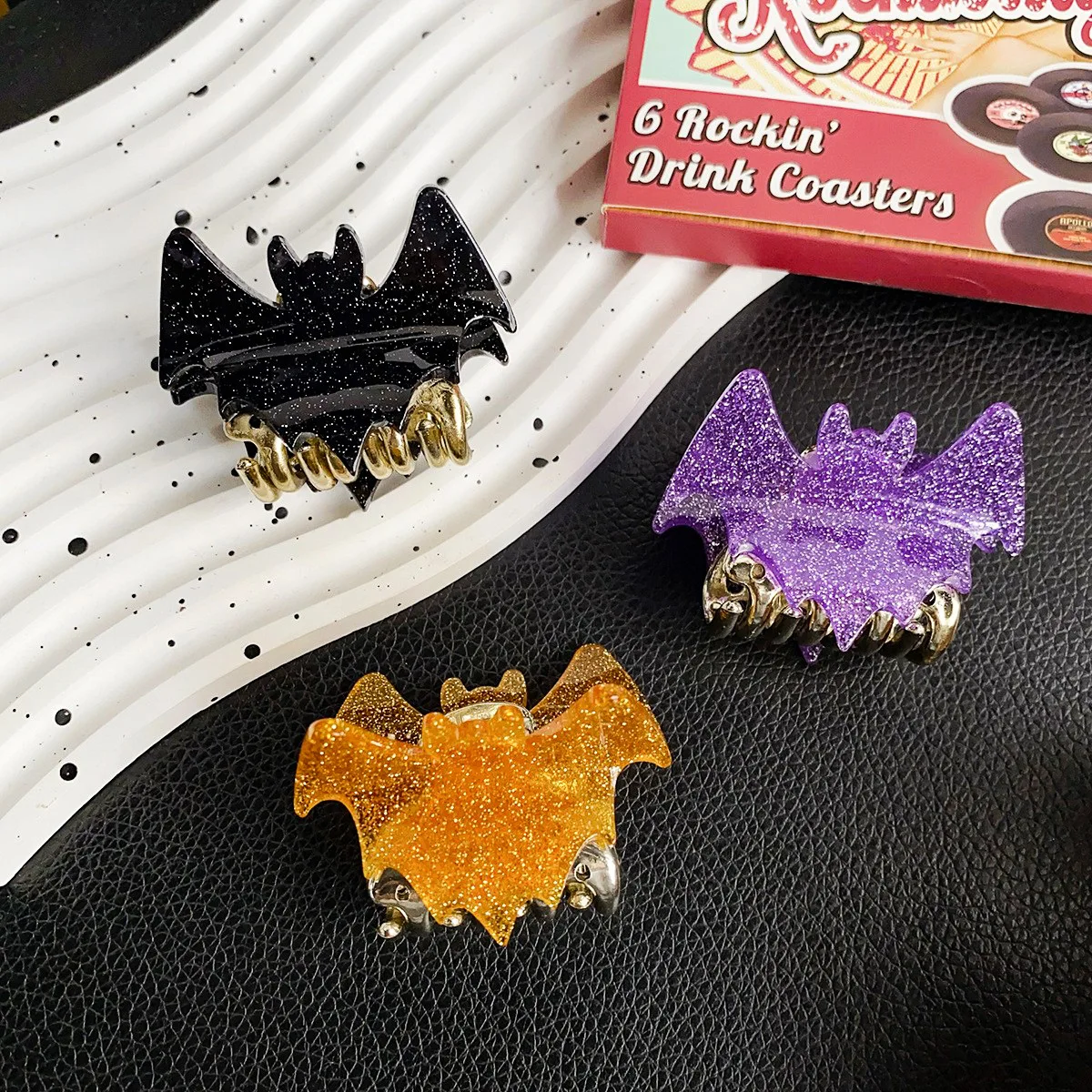 

New Halloween Bat Hair Claw Fashion Medium Bat Alloy Crab Hair Clips Hairpin Shark Clip for Woman Hair Accessories