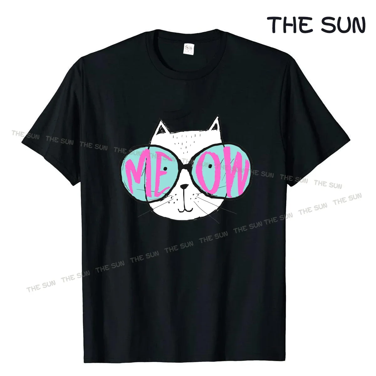 

Cotton T-shirt for Men Meow Cat Kawaii Mens T-shirts Printed Funny Tops SummerCasual O-Neck Tee Shirts Streetwear Basic Top