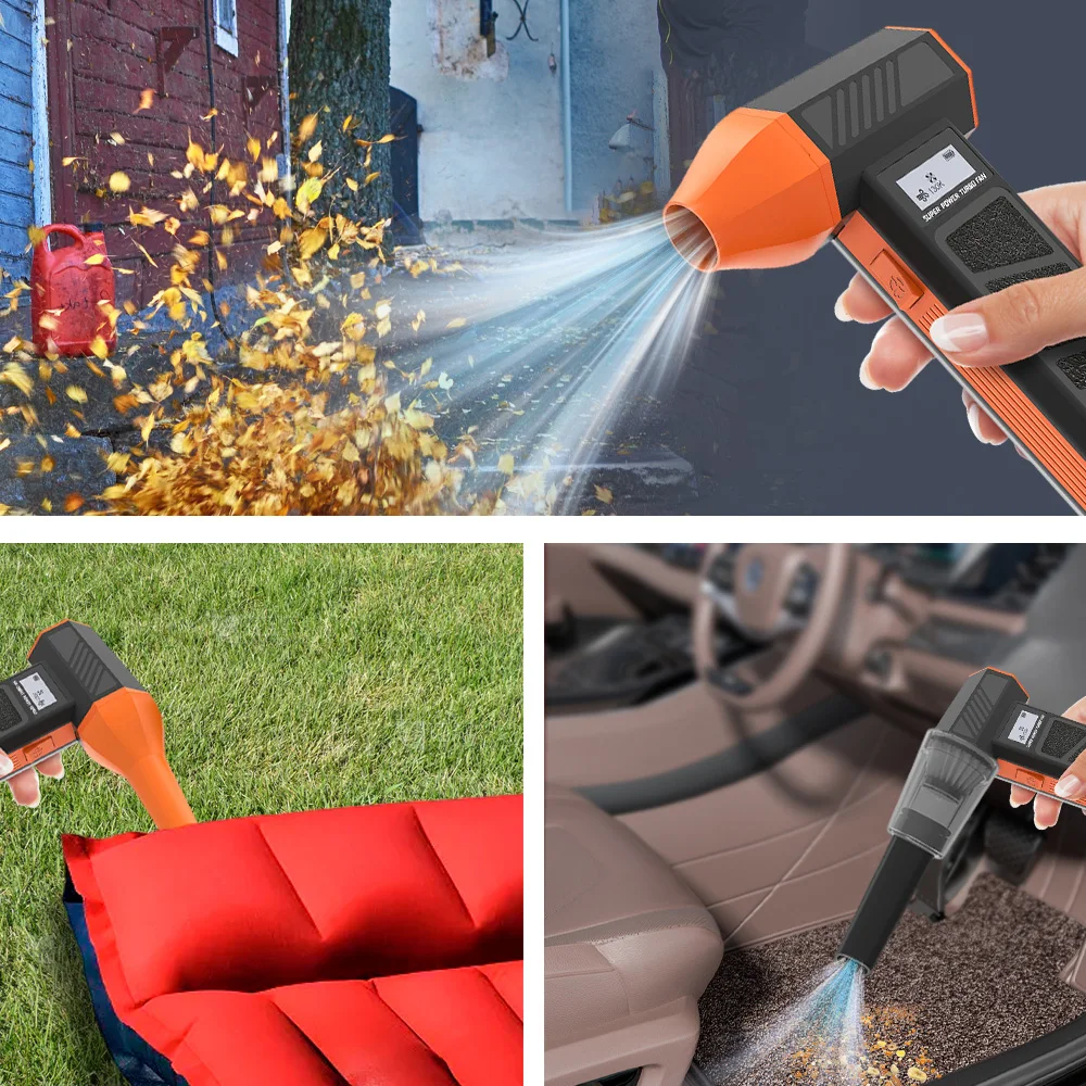 Kemoceng Udara Listrik Kipas Jet Turbo 130000 RPM Kuat 4 Gigi Kecepatan Angin Dapat Disesuaikan 52m/s Motor Kipas Kekerasan Kipas Saluran Kecepatan Tinggi