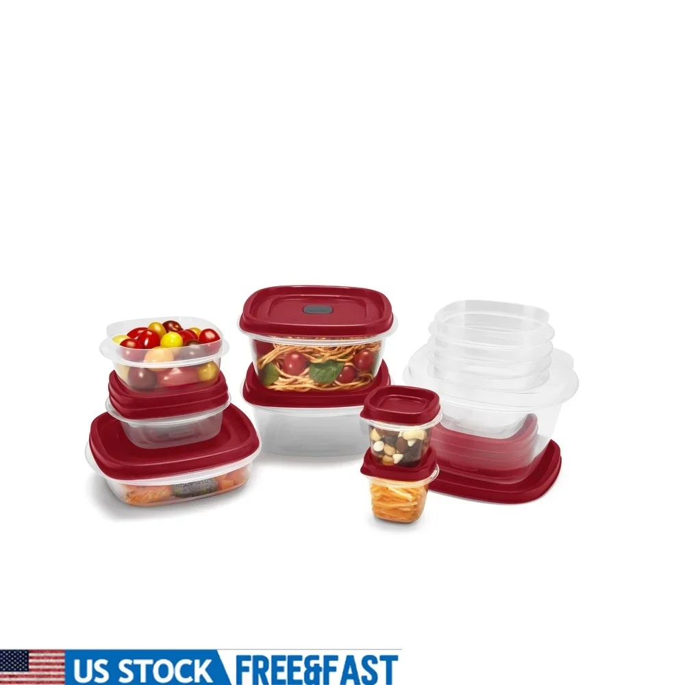 

24 Pcs Food Storage Containers Easy Find Lids System BPA Free Stackable Meal Prep Kitchen Organization Red Containers