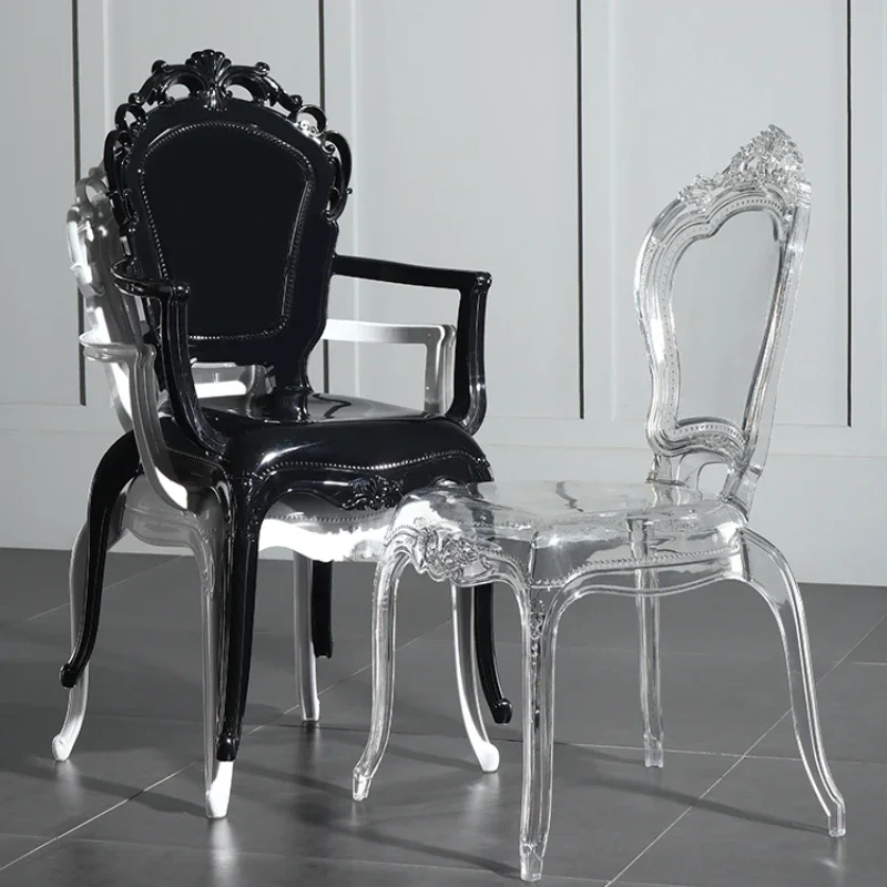 Backrest Armrest Dining Chair Household European-Style Simple Crystal Transparent Chair