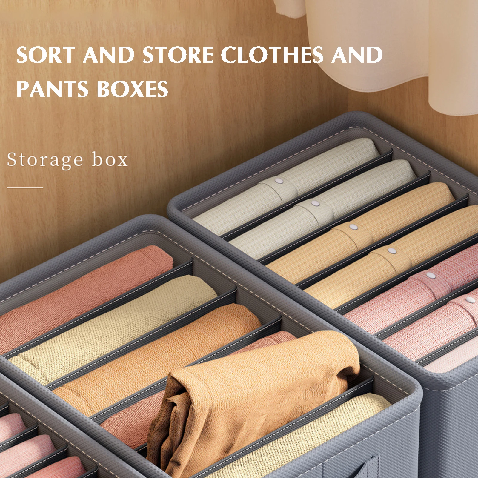 

Wardrobe Clothes Organizer Divided Storage Box Closet Case Thickened Sturdy Organizing Fabric Box for Quilt Pants Winter Clothes