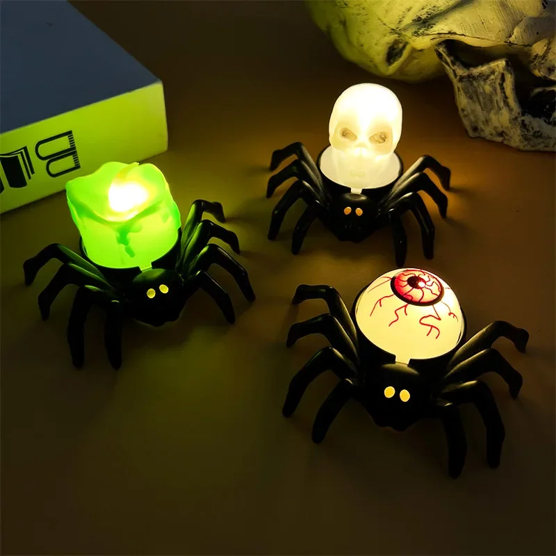 LED Candle Light Spider Skull Lamp for Home Bar Haunted House Halloween Party Decor Horror Prop Halloween Decor New Dropshipping