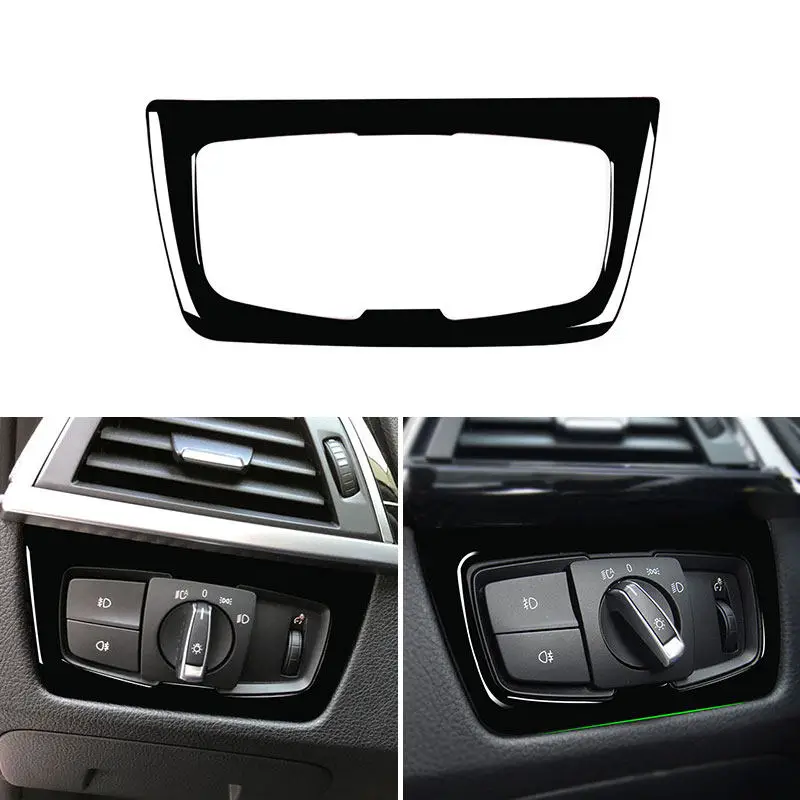 Car Soft PVC Plastic Interior Headlight Switch Sticker Cover Trim For BMW 3 4 Series F30 F32 2013-2018 LHD/RHD Piano Black