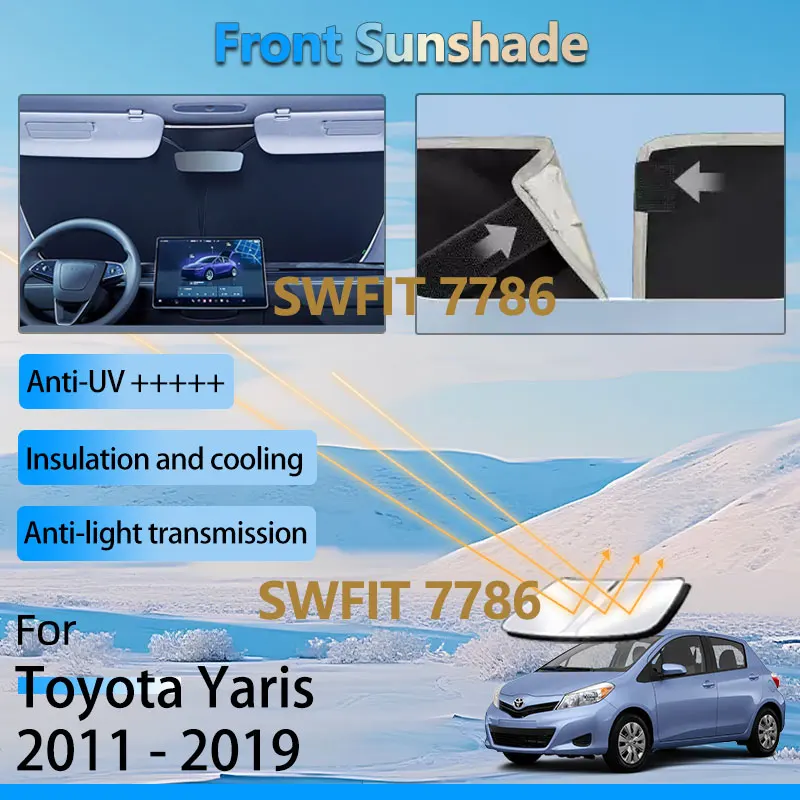 

Black Front Window For Toyota Vitz XP130 130 Yaris L 2011 - 2019 Accessories Sun Shade Windshield Heat Insulation Sunshade Parts