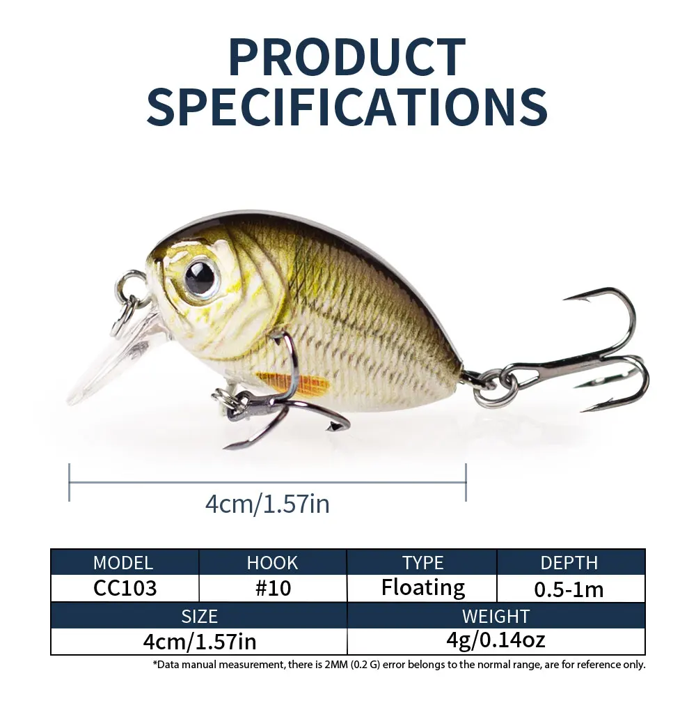 Mini-Crankbait 40mm 4g Schwimmender Micro-Wobbler Geräuscharme Angelköder für Süßwasser Harte Künstliche Minnow-Bass-Köder – Detail 3