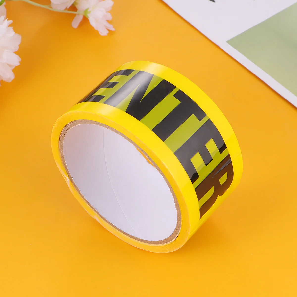 2pcs 2Rolls Do Not Enter Warning Tape Yellow Waterproof Wear-Resistant Pvc Safety Sticker For Floors Walls Pipes Equipment Grind