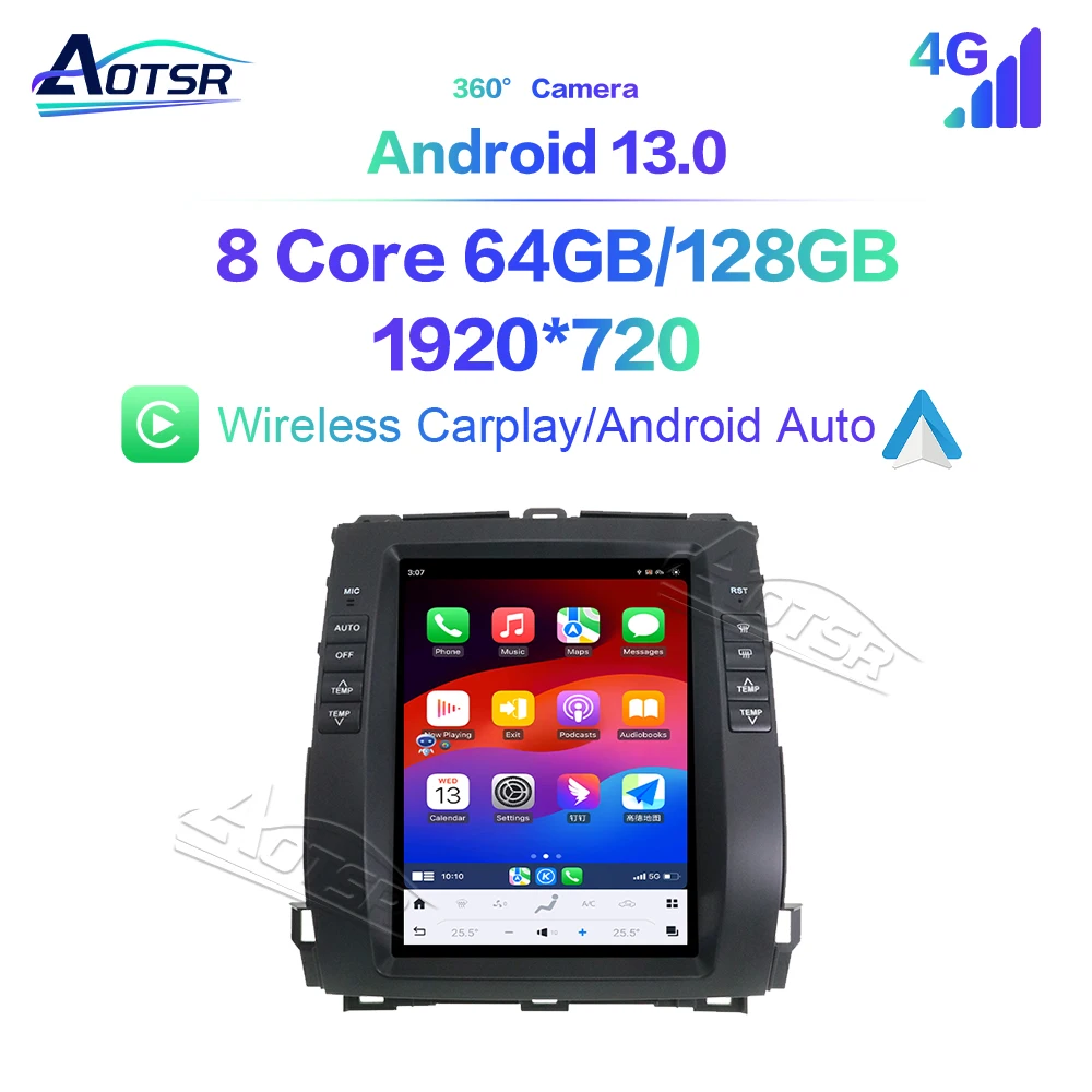 2025,10.4 ''أندرويد 13 لتويوتا برادو 2002-2009 شاشة سيارة تعمل باللمس الملاحة Carplay راديو السيارة DSP مشغل وسائط متعددة كوالكوم #2