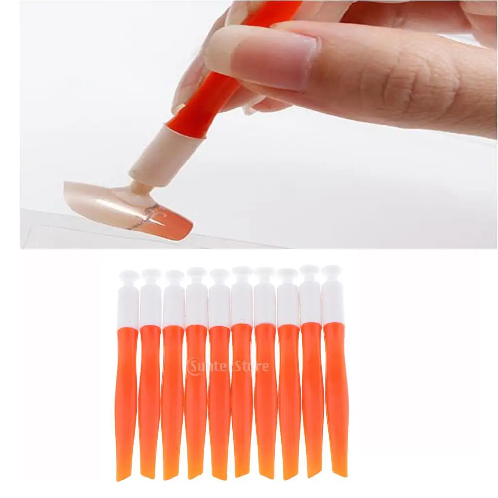 10 Pcs Portable -ended False Nail Tips Suction Cup Stick Nails Art Tools