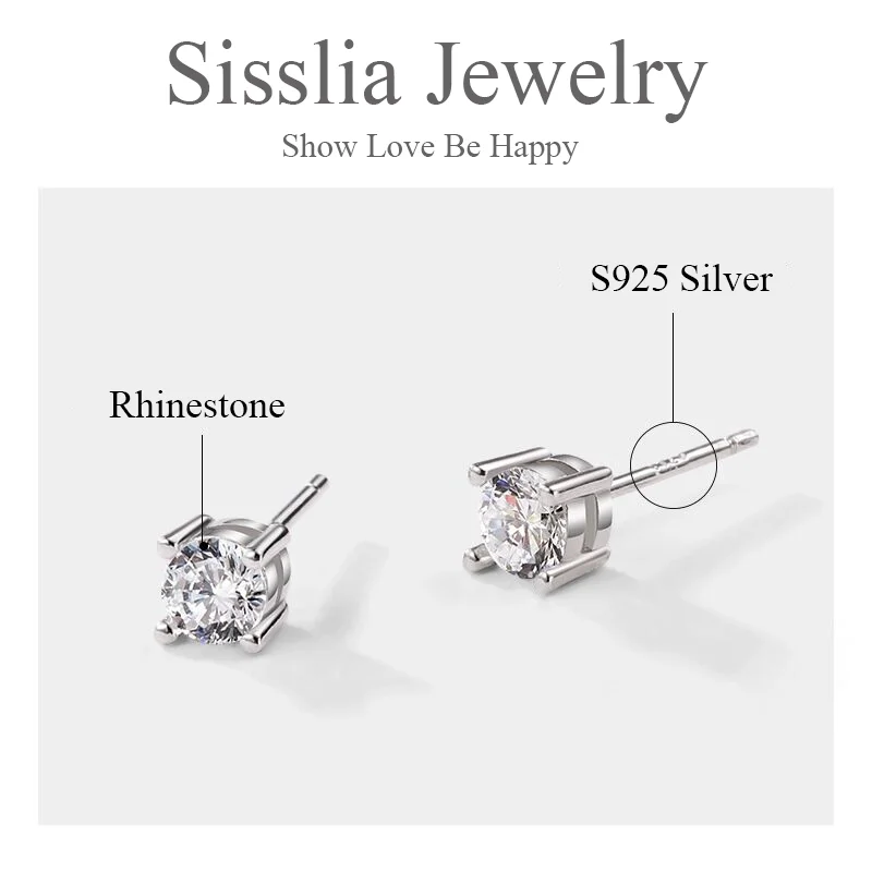 SISSLIA Fashion Jewelry Rhinestone Stud Earrings For Women Accessories