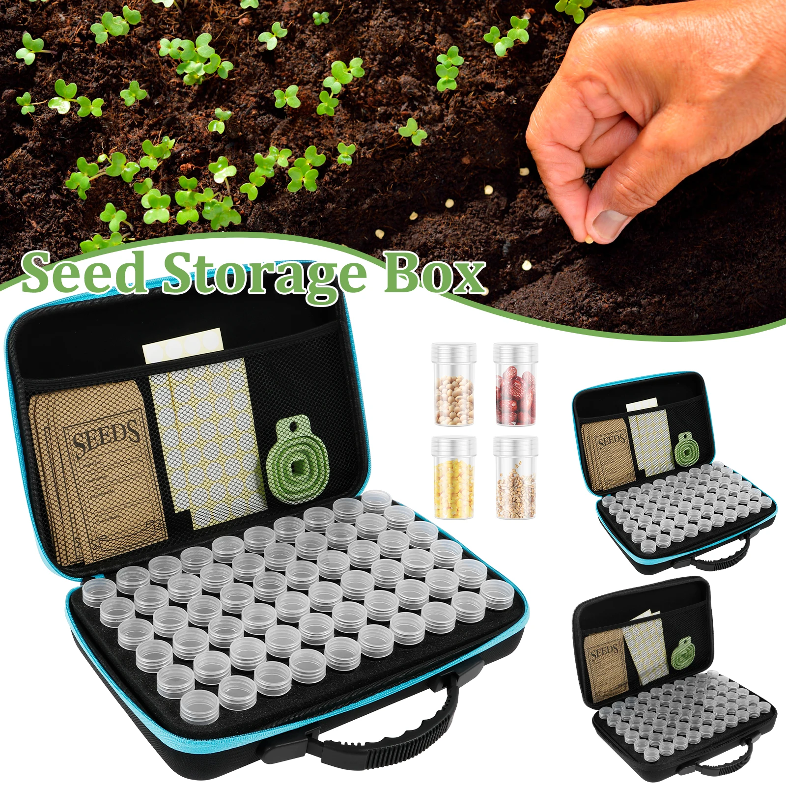 60/120 Slots Seed Storage Container Portable Seed Storage Organizer Multifunctional Seed Storage Box for Garden Vegetable Flower