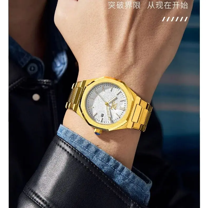 탑 럭셔리 브랜드 비즈니스 남성용 시계 달력 방수 빛나는 손 스테인레스 스틸 시계 새로운 석영 남성용 시계