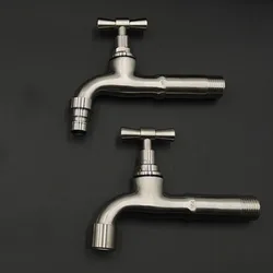 1Pc Bibcock Long Garden Stainless Steel Bathroom Mop Sink Faucet Laundry Wall Mount Washing Machine Cold Water Taps