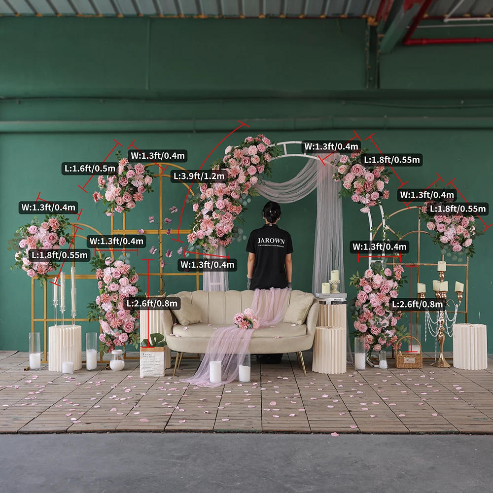 

Customized Light Pink Greens Artificial Flower Arrangement for Event Stage Party Backdrop Arch Decor Props Wedding Decorations