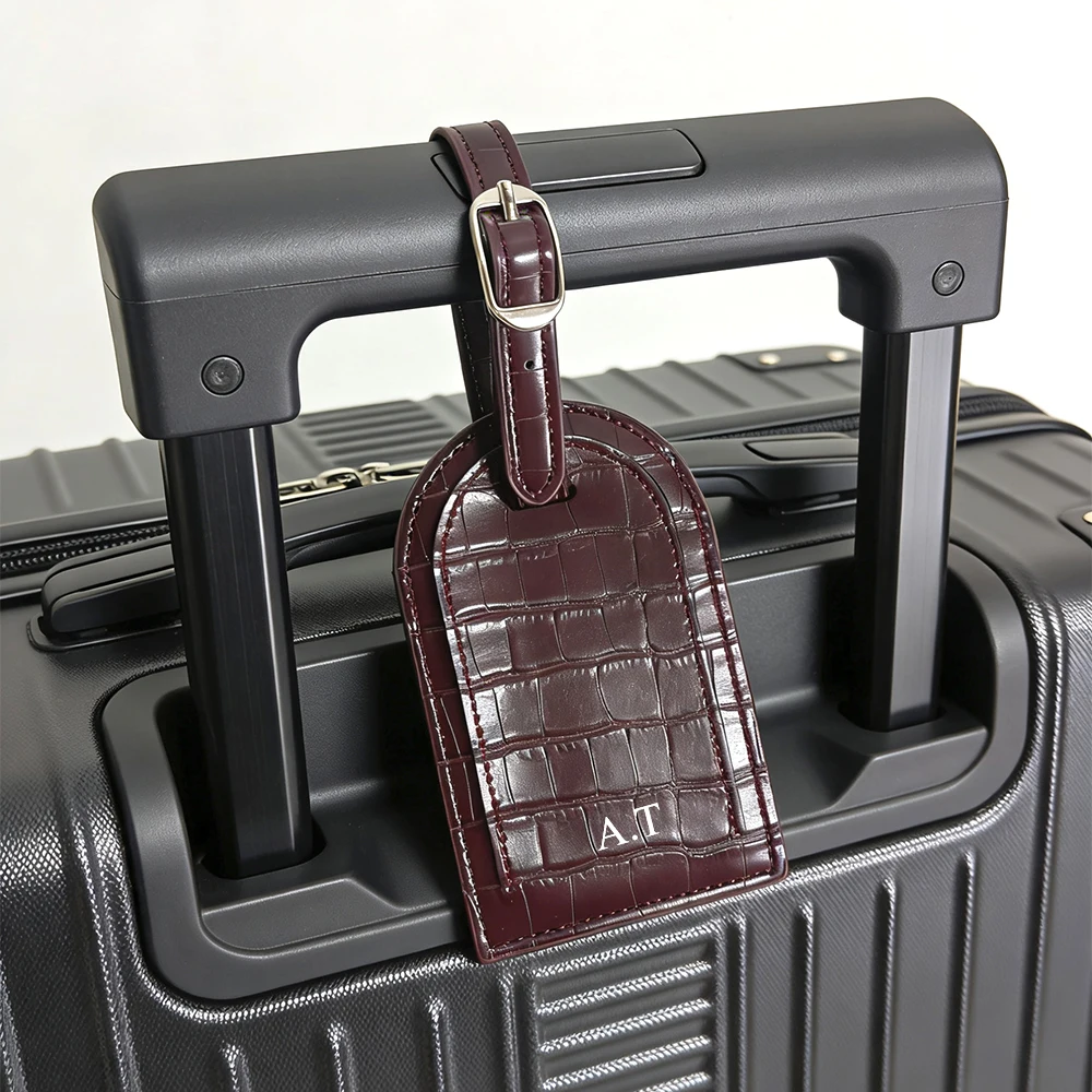 Krokodilmuster-Leder Personalisierte Reisepasshülle mit Namen, Modisches Großhandels-Gepäcketikett, Dropshipping Personalisierte Reisepasshülle – Detail 7