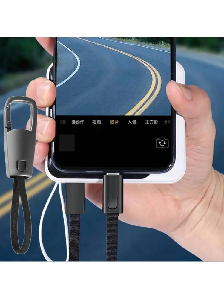 31BA Universal Type C Keychain Charging 60W Quick Charging Braided Cord Alloy Hook for Phones Laptops