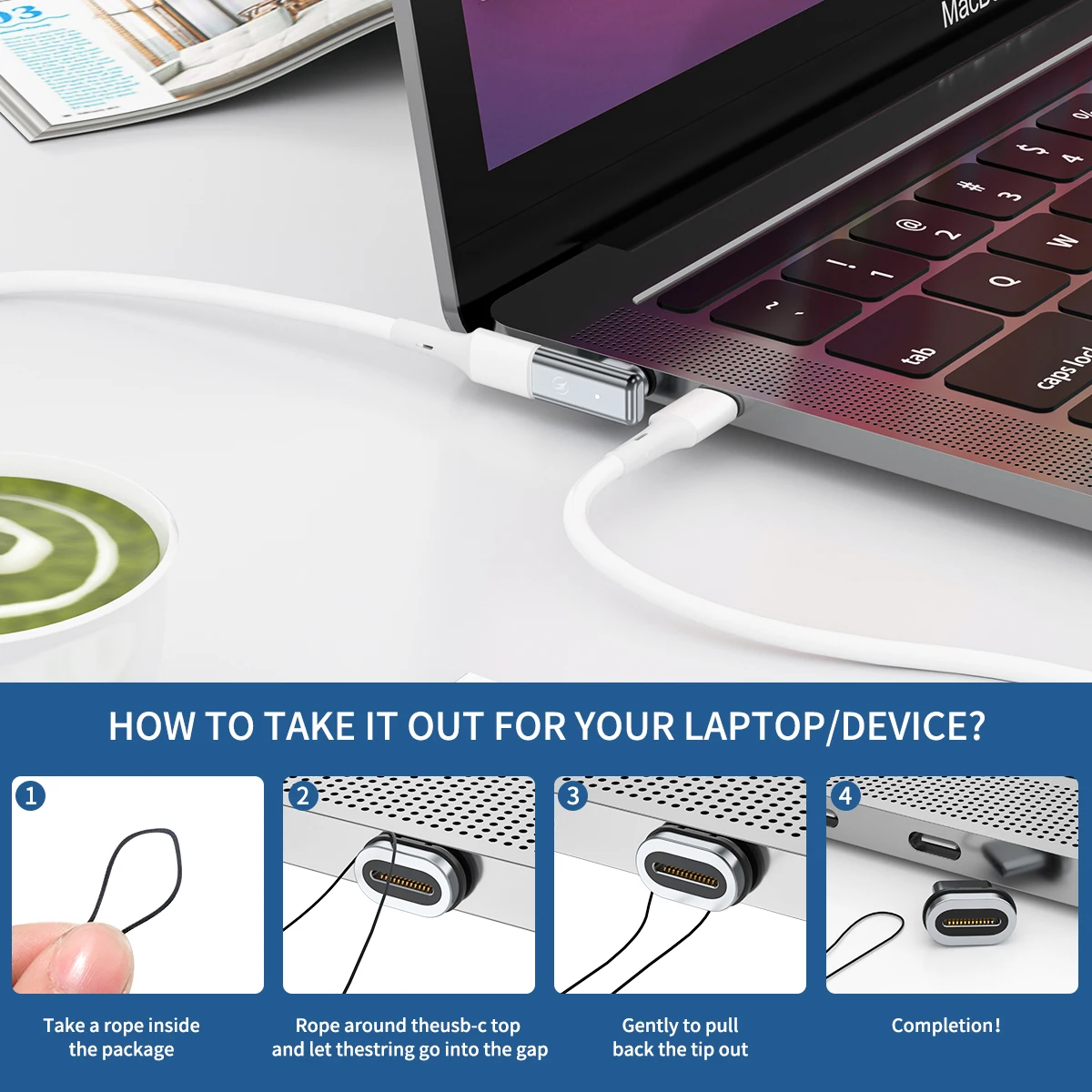 ANMONE 24Pins USB C อะแดปเตอร์ 마그네틱 커넥터 ประเภท C Converter PD 100W Quick Charge สำหรับ MacBook pro สำหรับ Huawei สำหรับ Samsung