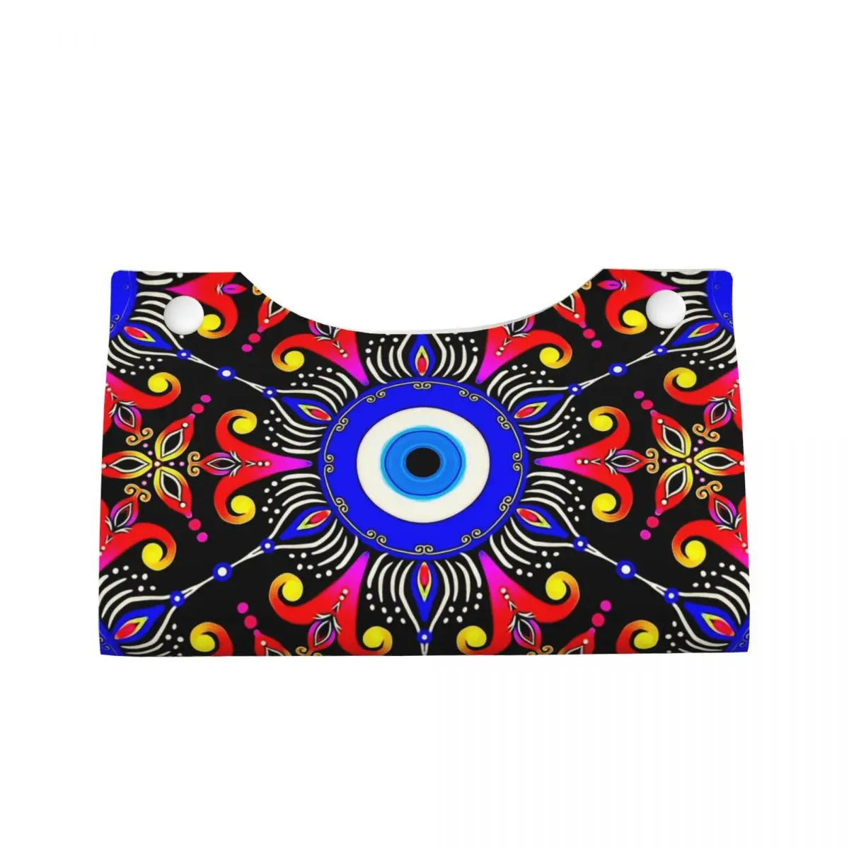 Custom Mediterranean Evil Eye Tissue Box Cover for Office Turkish Amulet Culture Rectangular PU Leather Facial Tissue Box Holder